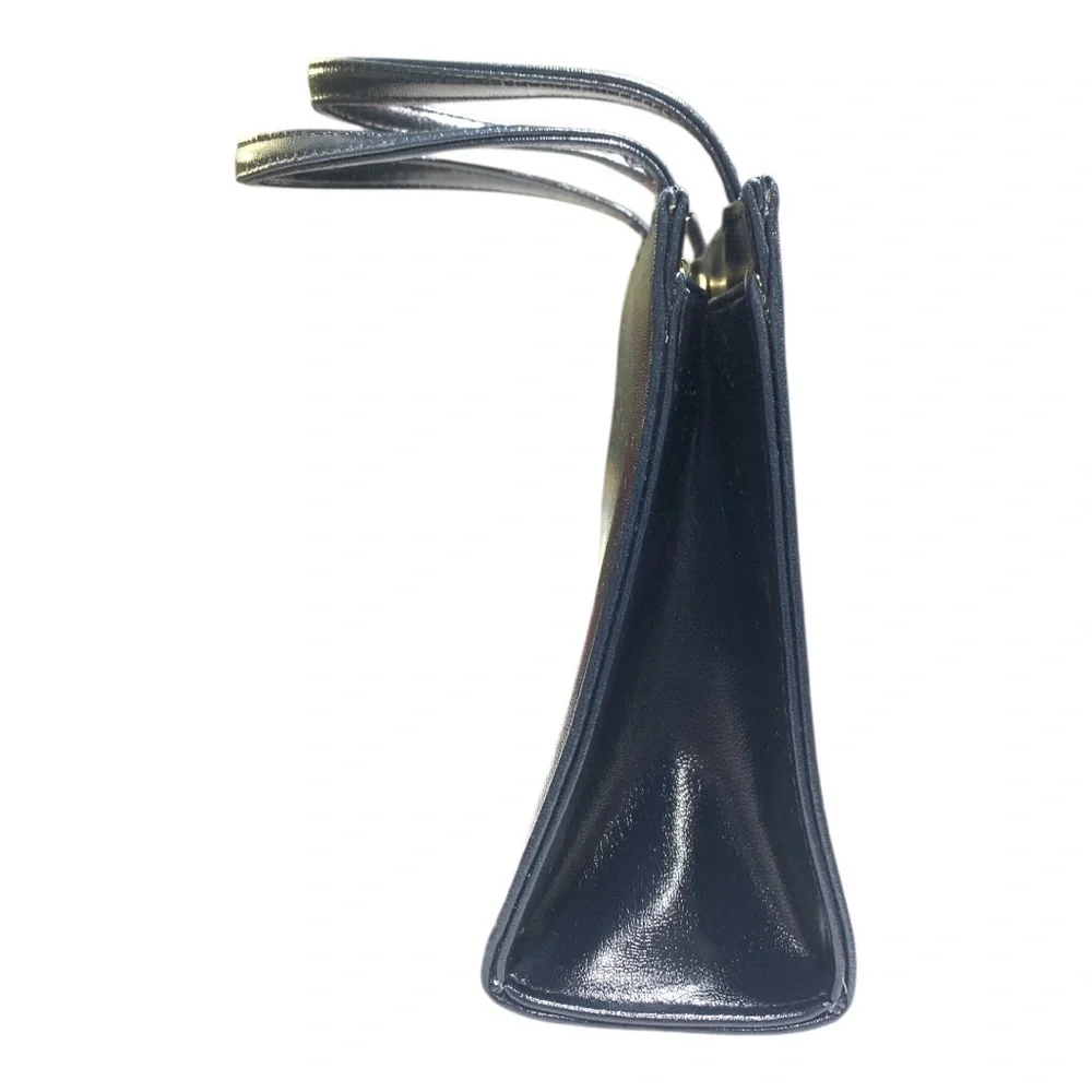 Vintage Navy Blue Structured Top-Handle Purse - Picture 7 of 14